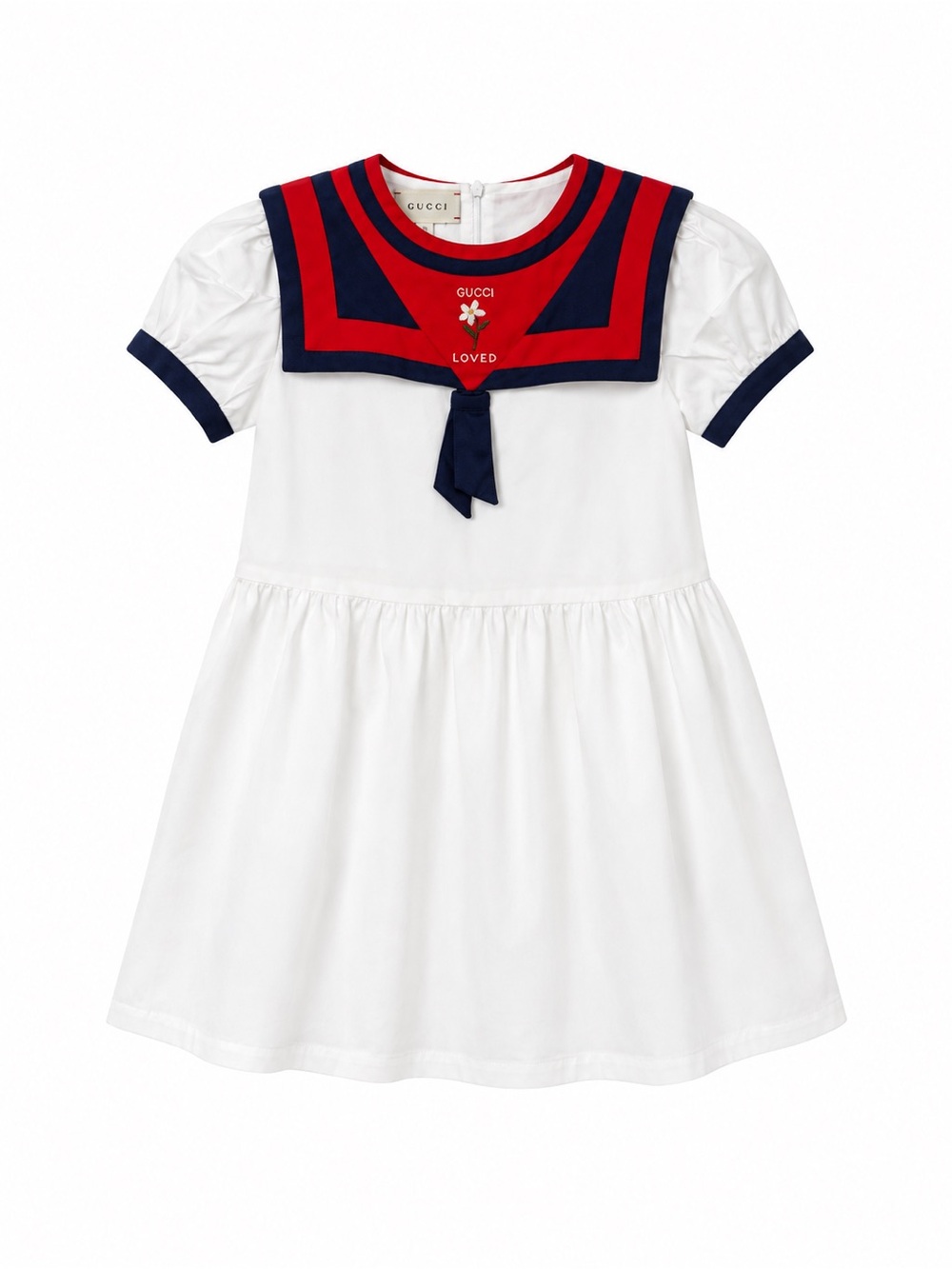 Gucci White Kids Sailor-Style Dress with Red & Navy Accents